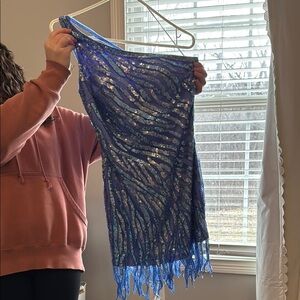Blue and Silver Sequin Dress